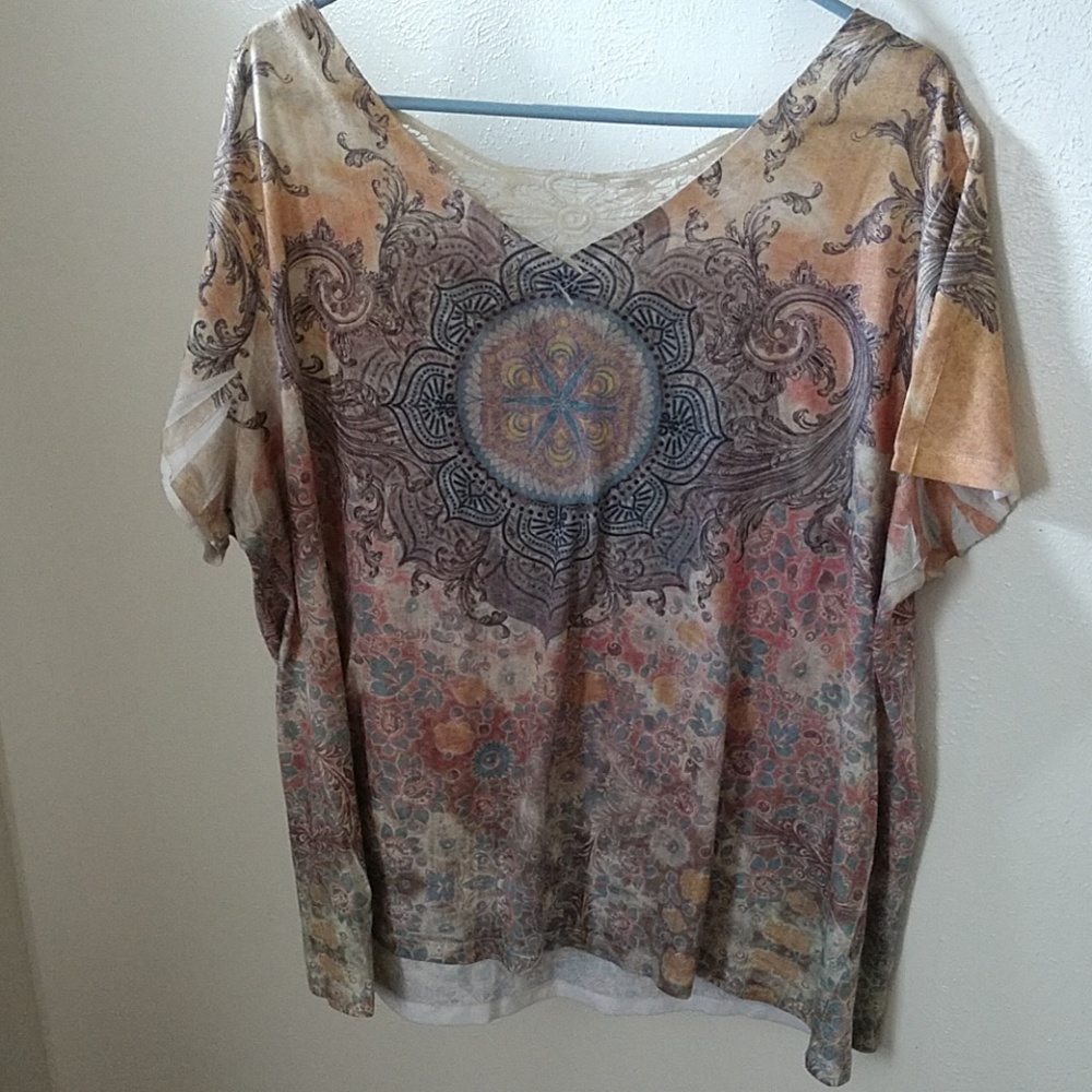 Cato Pattern Shirt with Lace Size 26/28W